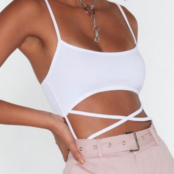Nasty Gal Tops - Nasty Gal white strappy cutout bodysuit